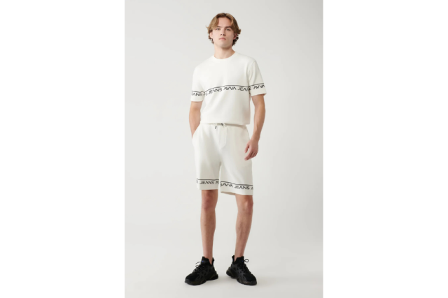 Erkek Beyaz Yandan Cepli Baskılı Soft Touch Şort A41y3646